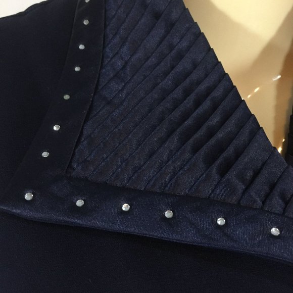 Dark Academia Womens Navy Blue Long Sleeve Dress Size 12 Button Front Princess C - Picture 4 of 10